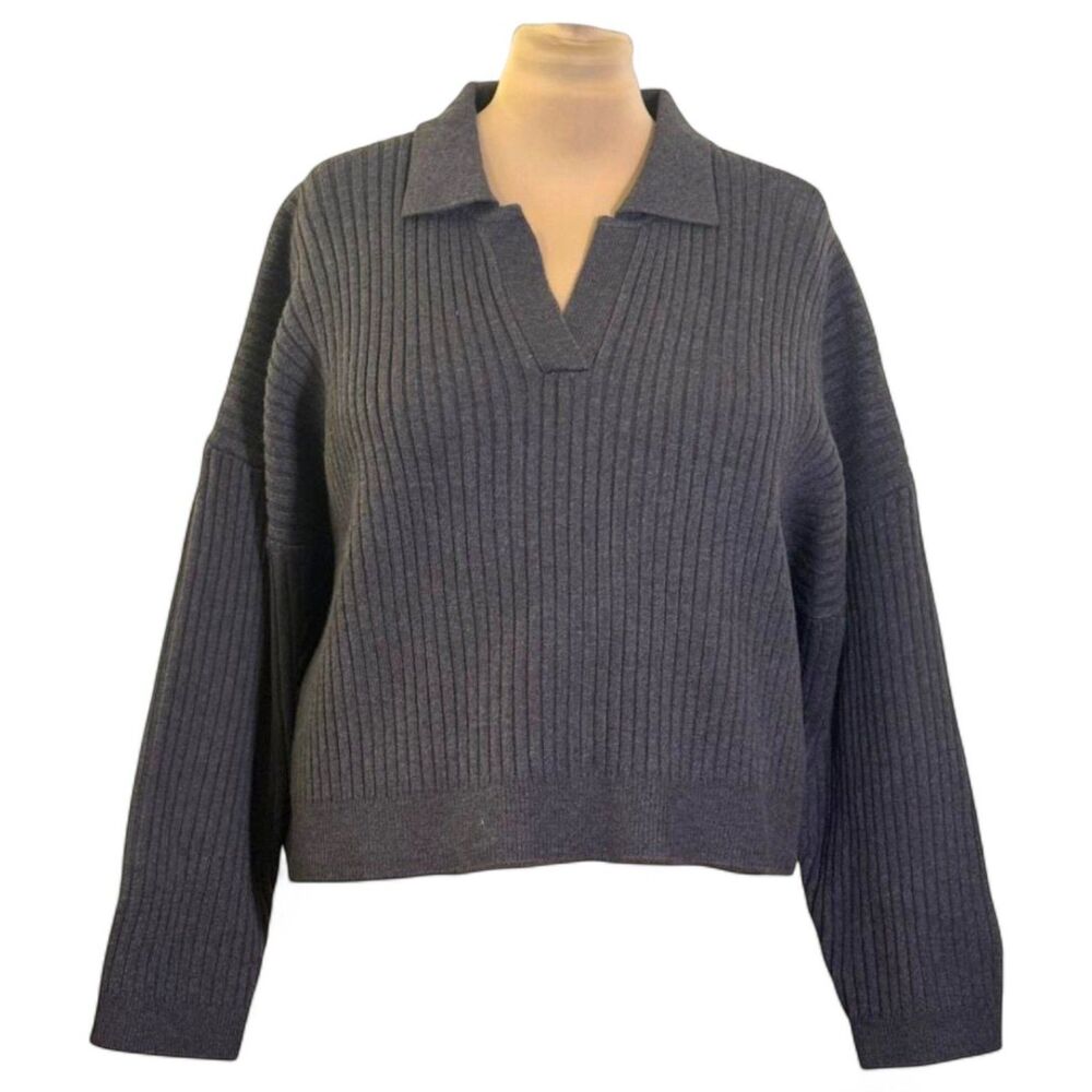 THE DROP Women's Marcy Grey Ribbed Sweater Top, NEW! Size XXL